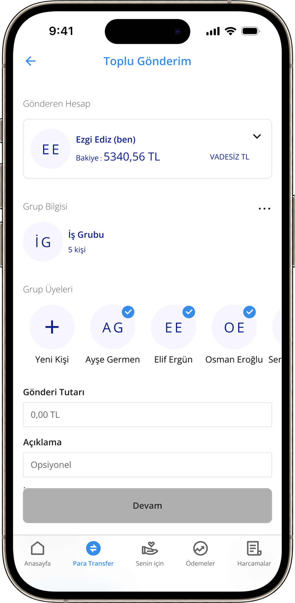 Toplu Gönderim ekranı
